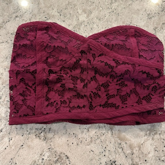 Free People Lace Bandeau in Deep Burgundy - Picture 1 of 3